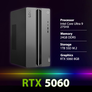 بي سي قيمنق لينوفو LOQ المعالج انتل كور ألترا 9-275HX، الرامات 24 جيجابايت، سعة التخزين 1 تيرا بايت M.2 SSD، كرت الشاشة انفيديا جيفورس 8 جيجيا RTX 5060، واي فاي، نظام التشغيل دوس - أسود
