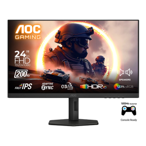 شاشة ألعاب 24G4HX AOC مقاس 23.8 بوصة فل اتش دي 1920X1080، اتش دي ار 10، تقنية العرض IPS سريع، معدل التحديث 200، هيرتز سرعة الاستجابة 0.3