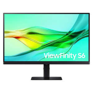 شاشة سامسونج ViewFinity‎‎ S6 مقاس 27 بوصه QHD 2K، تقنية العرض IPS، منفذ USB-C مزود لطاقة حتى 90 واط، منفذ شبكة، تقنية KVM، استناد قابل للتعديل - اسود