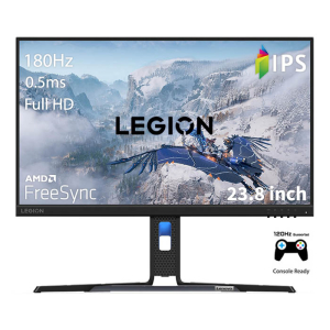 شاشة ألعاب لينوفو ليجون R24e مقاس 23.8 بوصة فل اتش دي 1920x1080، تقنية العرض IPS، معدل التحديث 180 هيرتز، سرعة الإستجابة 0.5