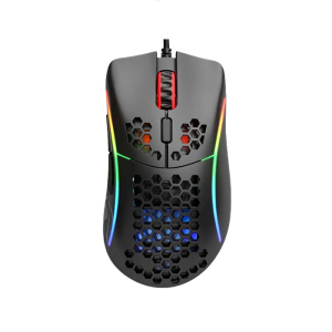 جلورويس موديل D ماوس قيمنق إضاءة RGB ، دقة 12000 DPI ، وزن خفيف ، تقنية التوصيل USB - اسود غير لامع