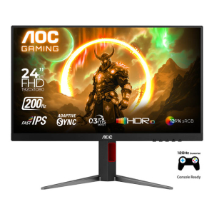 شاشة ألعاب 24G4H AOC مقاس 23.8 بوصة فل اتش دي 1920X1080، اتش دي ار 10، تقنية العرض IPS، معدل التحديث 200، هيرتز سرعة الاستجابة 0.3
