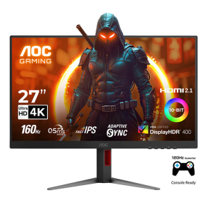 شاشة العاب U27G42 AOC مقاس 27 بوصة 4k يو اتش دي 3840x2160 اتش دي ار 400، تقنية العرض IPS، معدل التحديث 160 هيرتز، سرعة الاستجابة 0.5