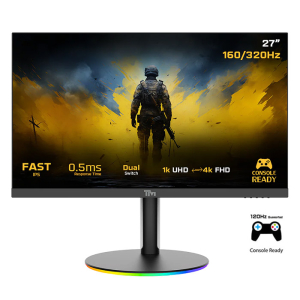 شاشة الألعاب تويستد مايندس TMDX27B مقاس 27 بوصة بـوضع ثنائي الدقة، 4k بمعدل 160 هيرتز، Full HD بمعدل 320 هيرتز، HDR10، تقنية العرض IPS سريع، سرعة الاستجابة 0.5