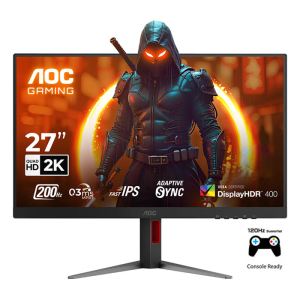 شاشة ألعاب Q27G4D AOC مقاس 27 بوصة 2K كيو اتش دي 2560x1440، اتش دي ار 400، تقنية العرض IPS سريع، معدل التحديث 200 هيرتز، سرعة الاستجابة 0.3