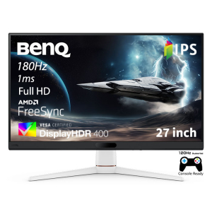 شاشة ألعاب بنك كيو موبيوز EX271 مقاس 27 بوصة فل اتش دي 1920X1080، أتش دي آر 400، تقنية العرض IPS، معدل التحديث 180 هيرتز، سرعة الاستجابة 1 ملي ثانية، تقنية المزامنة AMD فري سينك، سماعات صوت داخلية - أبيض