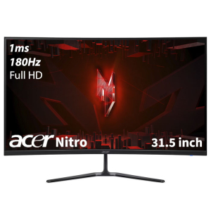 شاشة كمبيوتر الألعاب ايسر نيترو ED320QR المنحنية مقاس 31.5 بوصة فل اتش دي،1920x1080، تقنية العرض VA، معدل التحديث 180 هيرتز، سرعة الاستجابة 1