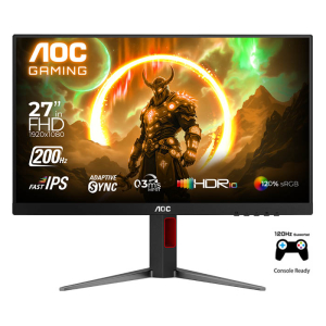 شاشة ألعاب 27G4H AOC مقاس 27 بوصة فل اتش دي 1920X1080، اتش دي ار 10، تقنية العرض IPS، معدل التحديث 200، هيرتز سرعة الاستجابة 0.3